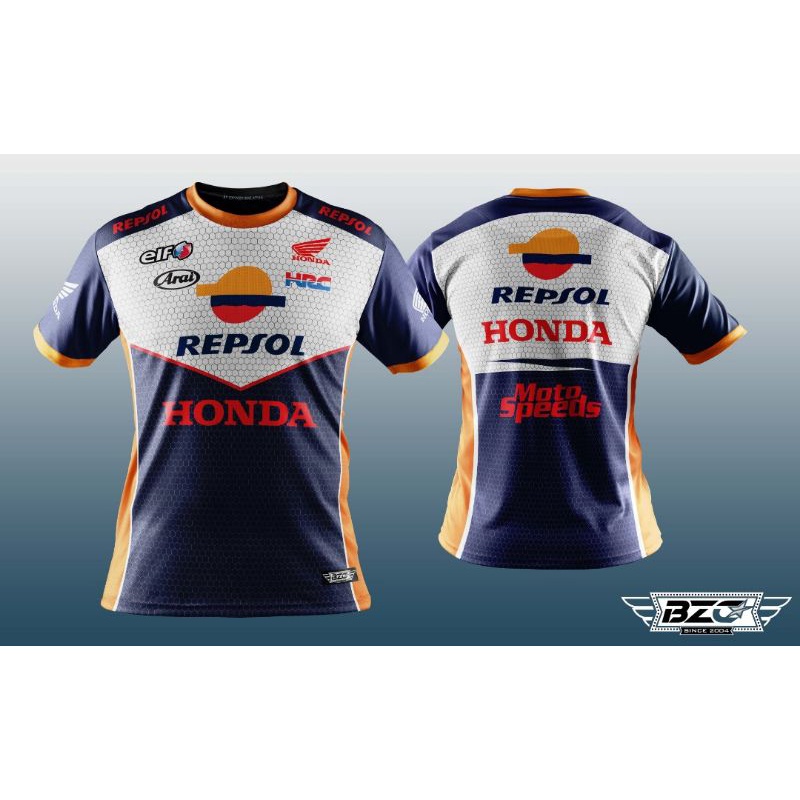 Jersey 摩托車昇華 HONDA REPSOL 三維印花時尚男士速乾 T 恤