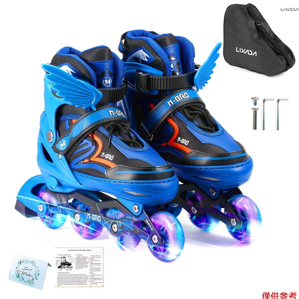 [新品上市]Lixada 可調節直排輪滑冰鞋 帶發光輪 溜冰鞋 兒童男童女童女式戶外溜冰鞋[26]