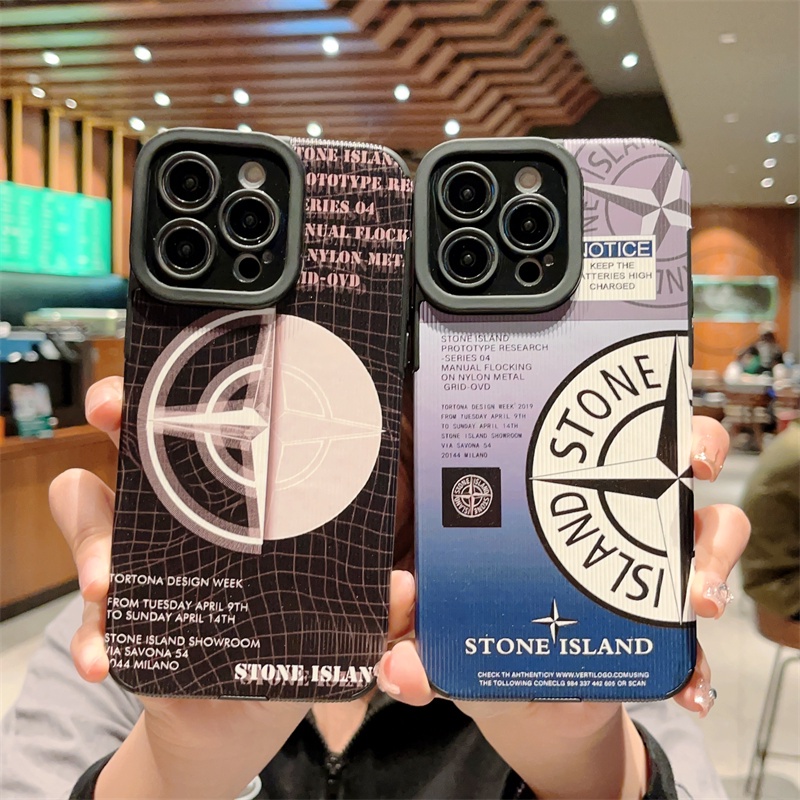 Stone Island 皮革手機殼適用於 IPhone 14 Pro Max 13 12 Pro Max 14 Plu