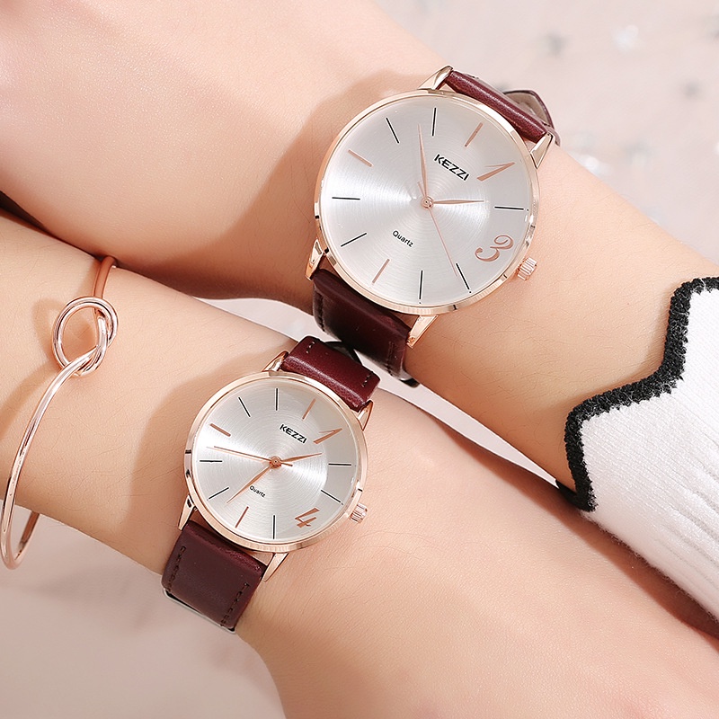 柯紫KEZZI情人節一生一世1314手錶時尚休閒情侶皮帶防水手錶