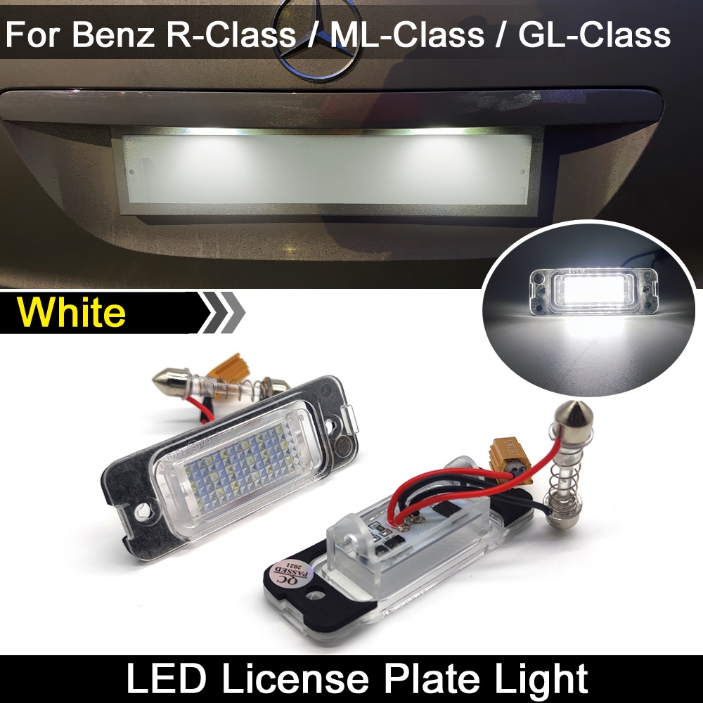2 件白色 LED 車牌燈適用於奔馳 R280 R300 R350 ML500 ML450 ML350 ML300 GL