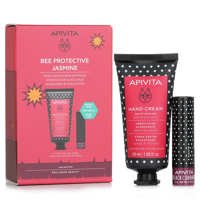 Apivita 艾蜜塔 - 保護茉莉花套裝：茉莉和蜂膠護手霜 50ml+ 唇部護理黑醋栗