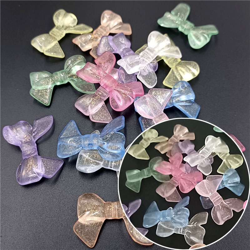 10 件裝創意夜光洋蔥粉蝴蝶結珠 DIY 耳環項鍊製作配件