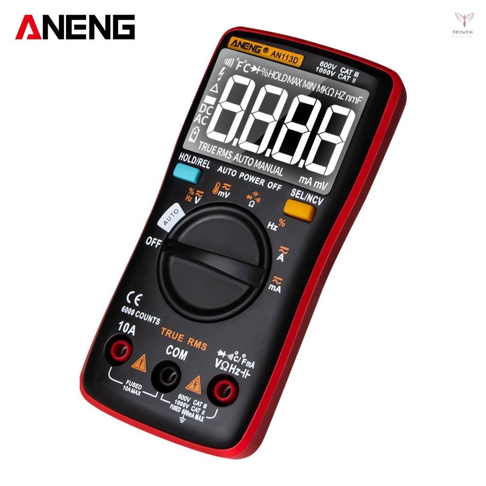 ANENG AN113D數字萬用表電錶6000計數DC/AC電流電壓測試儀儀表真RMS自動量程LCD顯示屏溫度測量