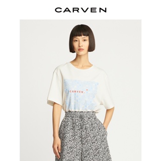 卡氛 Carven卡芬女裝春夏純棉logo字母愛心印花寬鬆短袖t恤