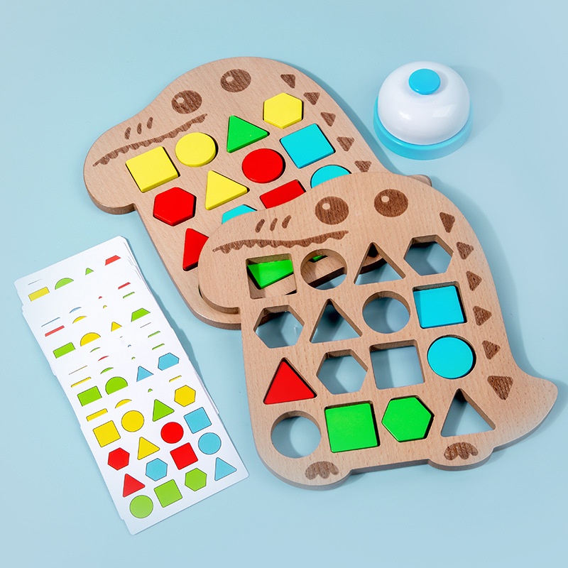 啟蒙早教益智玩具 3-6歲幾何形狀配對積木 蒙氏教育玩具 親子互動對戰桌遊