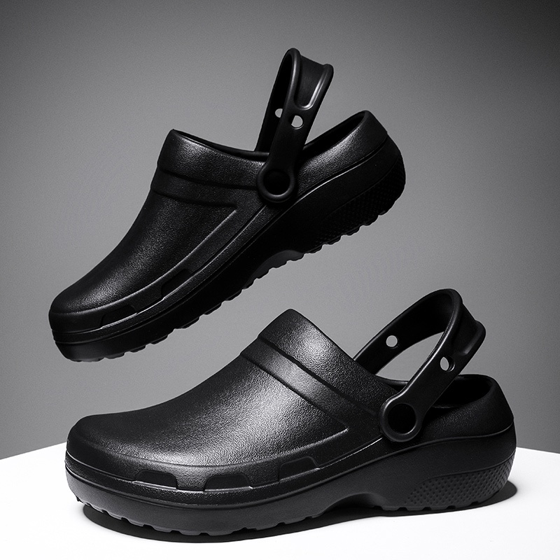 男士夏季黑色防水廚師鞋 40-45 碼增高防滑醫生醫用防護鞋護士鞋手術鞋掃草機