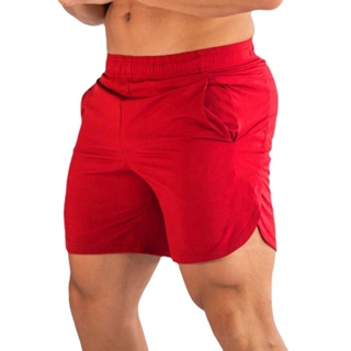 夏季新品透氣休閒健身房運動男士健美健身鍛煉純色運動短褲