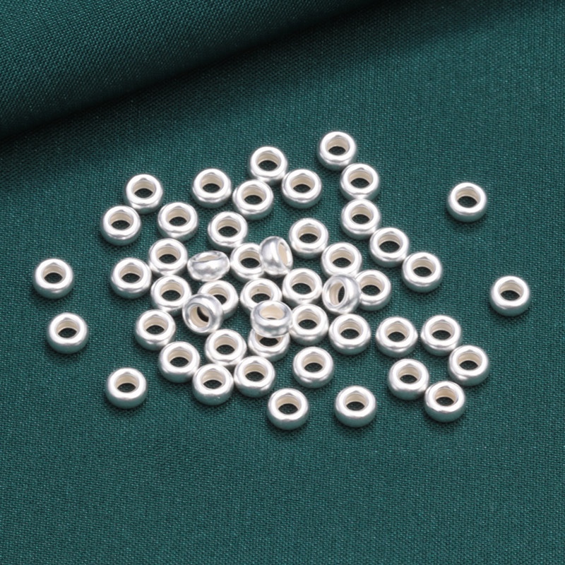 純銀氣泡珠算盤珠配件 磨砂大孔隔片隔墊DIY手工串珠材料飾品批發