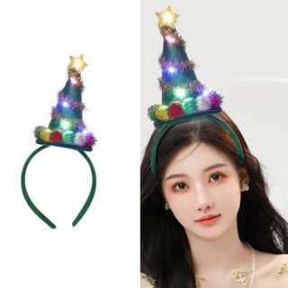 Xy 聖誕樹頭飾 LED 頭帶聖誕用品點亮頭飾