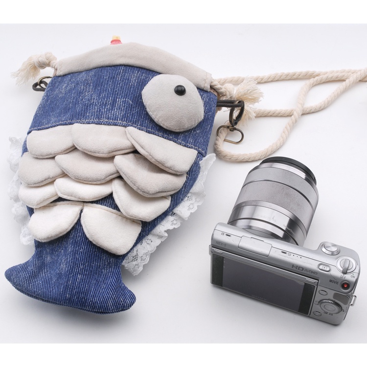 ✣♈可愛魚 微單 NEX-5N 拍立得 相機袋布袋 相機包 錢包 手機包