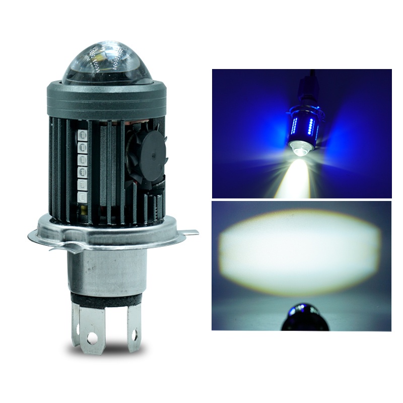 2023 年最新超亮 Dure Color H4 HS1 Hi/Lo BA20D H6 LED 大燈燈泡用於摩托車帶鏡頭