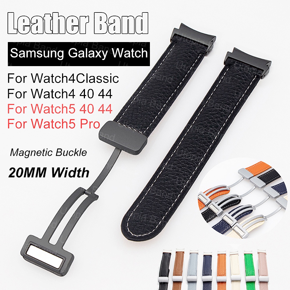 SAMSUNG 20 毫米皮革錶帶兼容三星 Watch6 43 毫米 47 毫米 Watch5 Pro 45 毫米磁扣錶