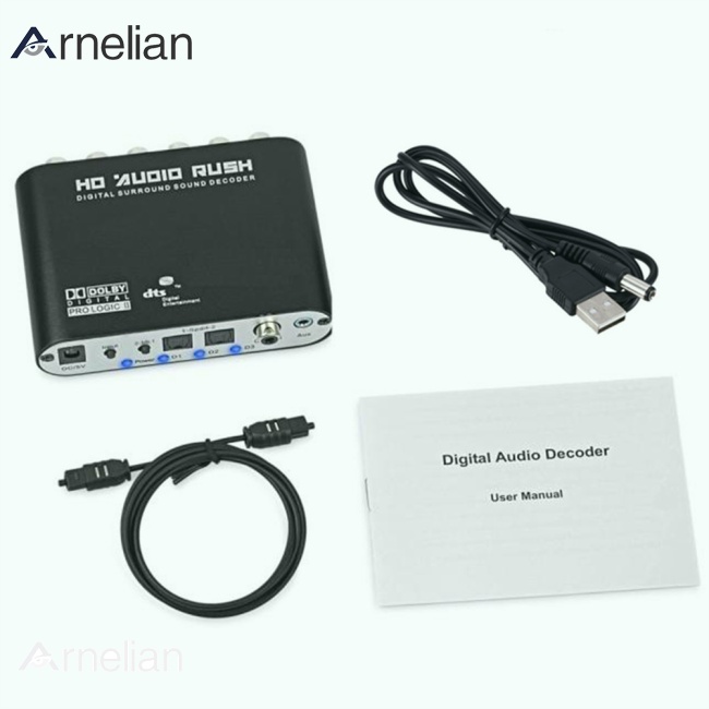 Arnelian 5.1聲道Dts杜比/ac-3數字音頻解碼器強動光纖同軸Rca模擬轉換器聲音音頻