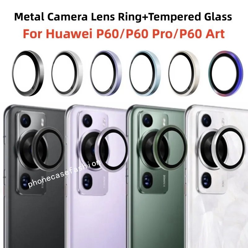 9d曲面相機保護玻璃華為p60 pro P60pro黑色金屬環鏡頭蓋鋼化玻璃鏡頭膜