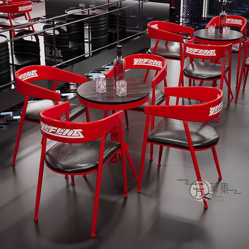 工業風奶茶店桌椅組合 咖啡廳餐桌椅 酒吧休息區洽談桌 網紅餐飲家具