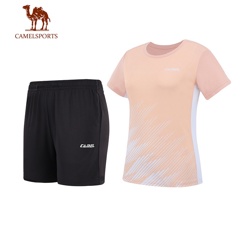 CAMEL SPORTS駱駝 羽毛球服 女訓練服速乾運動T恤短褲網球套裝
