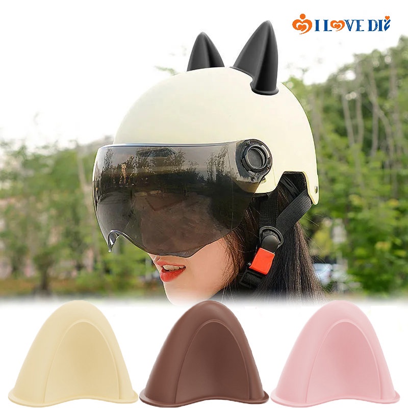 Diy自粘卡通貓耳朵造型摩托車頭盔擺件/電動自行車裝飾可愛動物耳朵模型配件