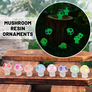 1 件隨機顏色迷你小夜光蘑菇樹脂擺件創意微景觀盆景 DIY 家居裝飾