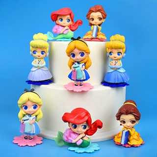 Q版花底可愛花瓣公主白雪公主美人魚愛麗絲灰姑娘娃娃蛋糕裝飾裝飾品