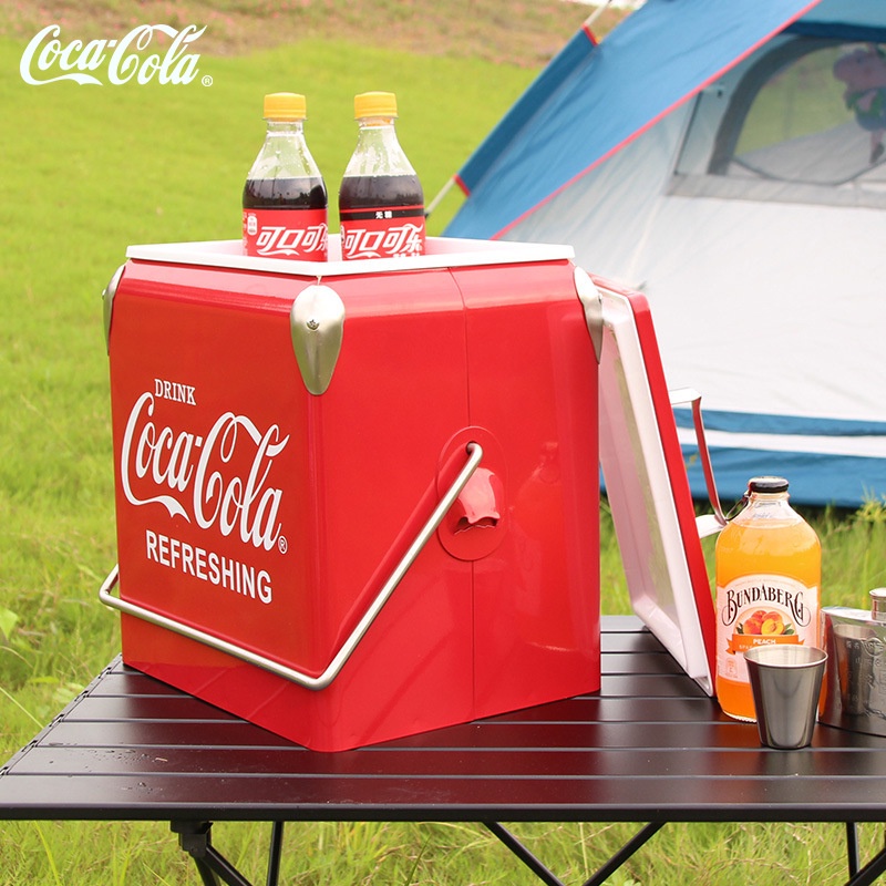 可口可樂保溫箱 戶外露營野餐便攜大容量保鮮箱 13L保冷箱 車用小冰箱 手提食品箱