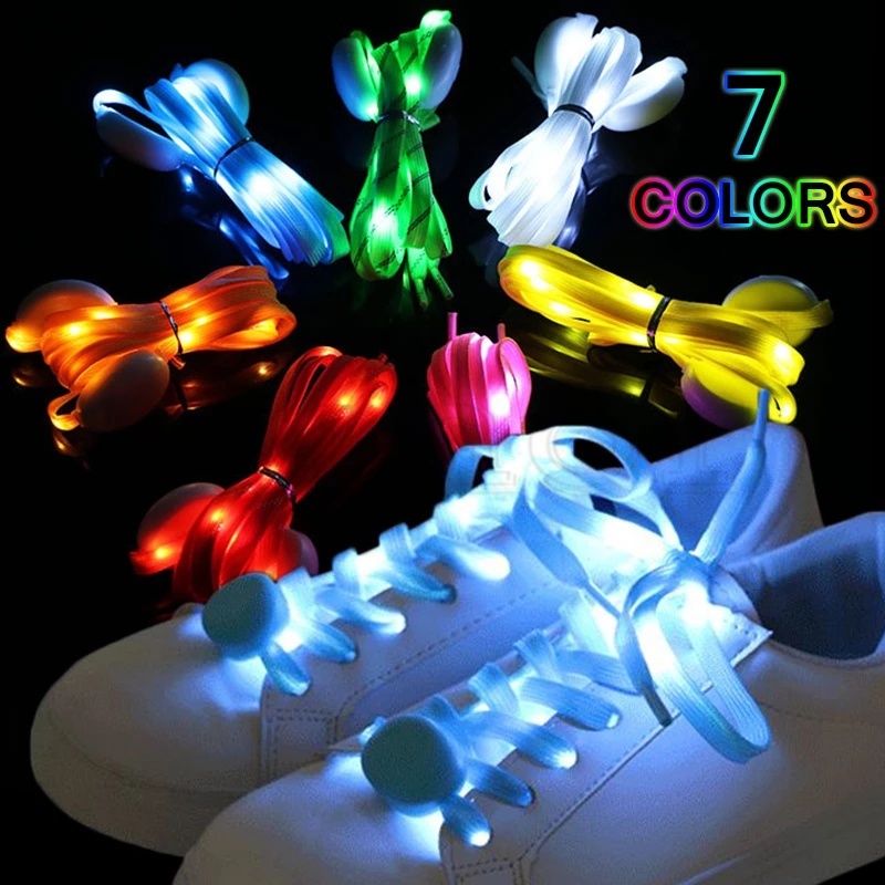 1 雙 LED 發光鞋帶帶電池/圓形閃光彩色熒光編織鞋帶,適合夜間跑步/3 種模式可調節,適合派對、跳舞、跑步/懶人運動