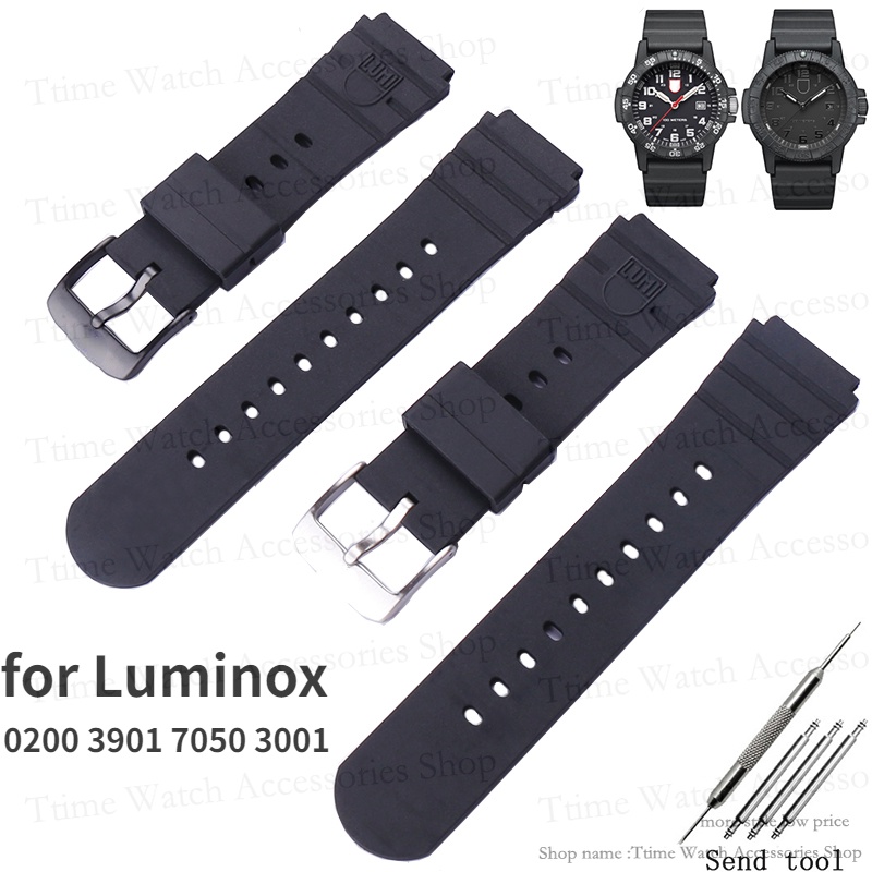 手錶配件矽膠軍用手錶男女運動防水矽膠錶帶適用於 Luminox 0200 3901 7050 3001 21mm