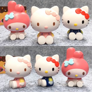 三麗鷗蛋糕裝飾三麗鷗 Hello Kitty Melody 可動人偶玩具可愛 Hello Kitty 動漫快樂貓兒童聖誕