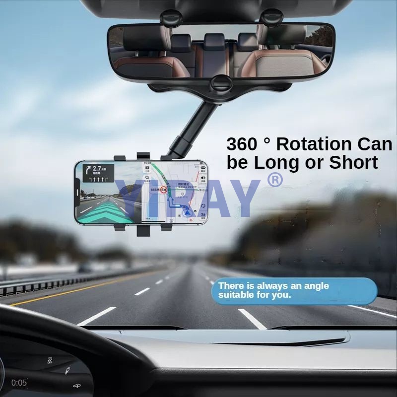 迷你汽車後視鏡夾手機支架防震車載後視鏡安裝 GPS DVR 360 度旋轉握把手機支架
