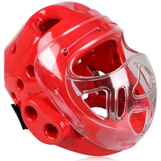 跆拳道兒童安全帽頭盔面罩一件式可拆卸防護搏擊護具格鬥透明防護代發
