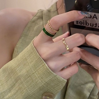 【HOT 本舖】均碼 戒指組 可調節 戒指韓版 女生 不鏽鋼 男生 時尚三件套 組合素圈 戒指 女個性ins冷