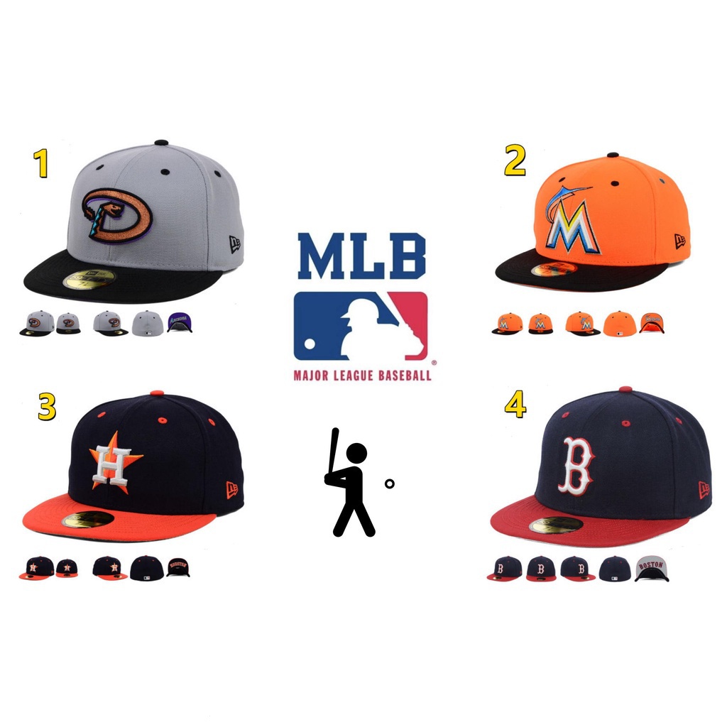 Mlb 全封閉棒球帽平面嘻哈寬邊棒球帽四季通用戶外運動帽