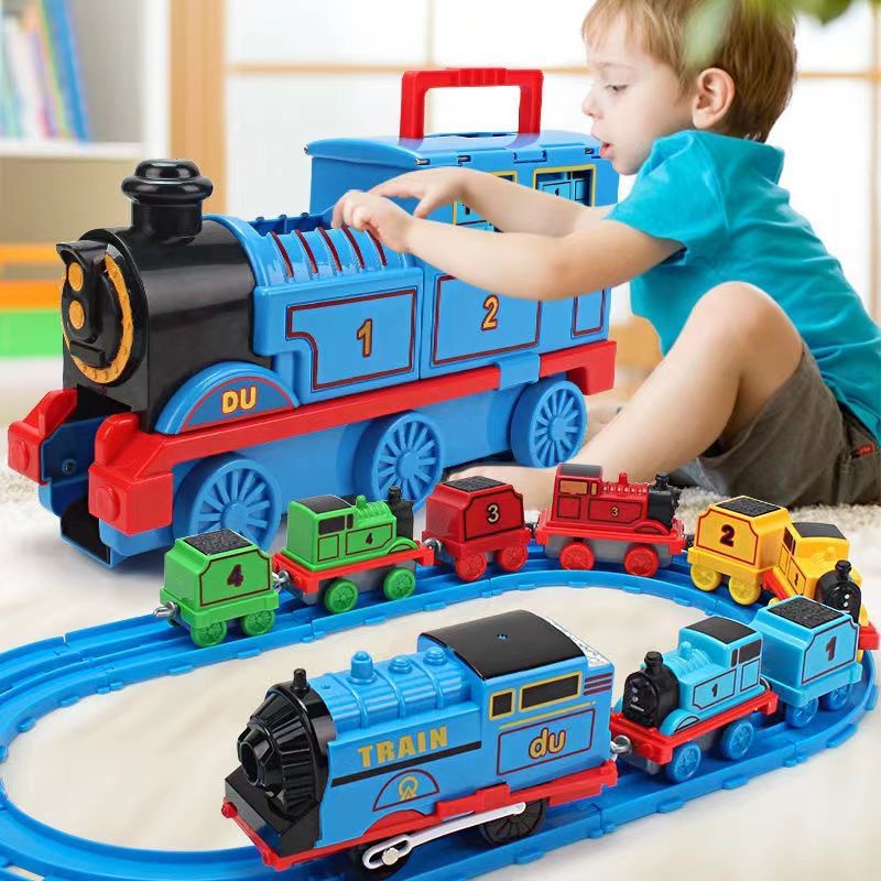 電動小火車軌道套裝慣性合金音樂滑梯2男孩兒童玩具汽車3-6歲益智