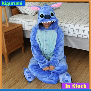 Kigurumi Stitch 皮卡丘龍貓卡通法蘭絨睡衣女長袖睡衣連體衣連身衣動物角色扮演服裝