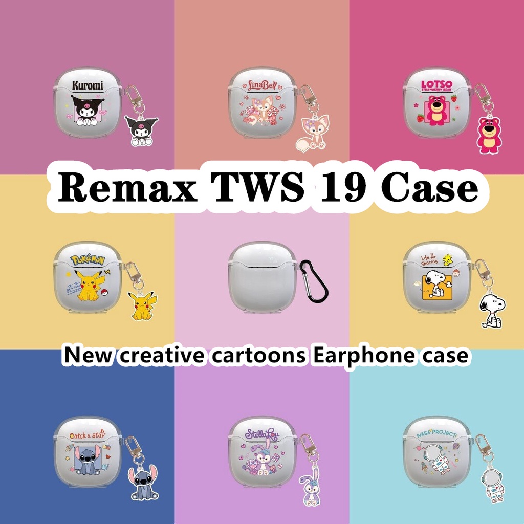 現貨!適用於 Remax TWS 19 手機殼新款創意透明卡通適用於 Remax TWS 19 外殼軟耳機手機殼保護套