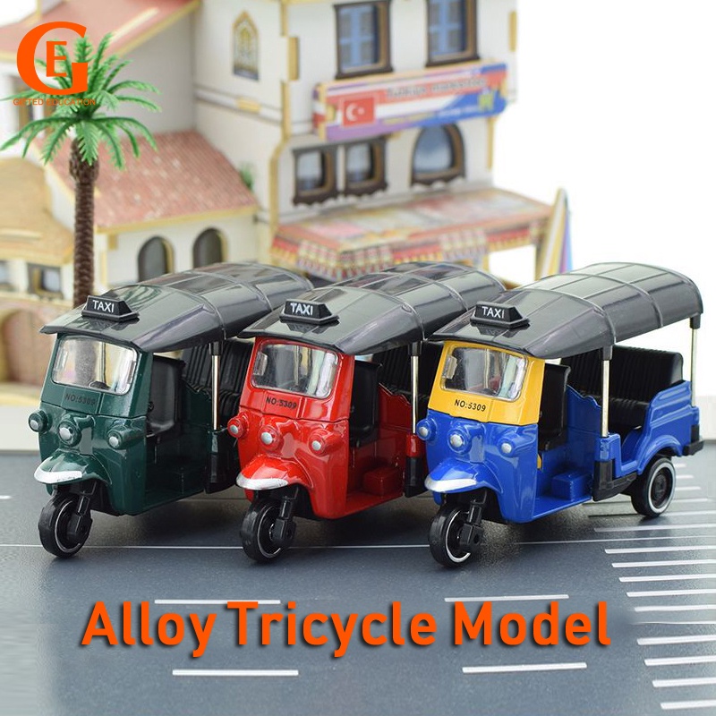 合金泰國三輪車模型三輪機車玩具復古仿真兒童玩具車