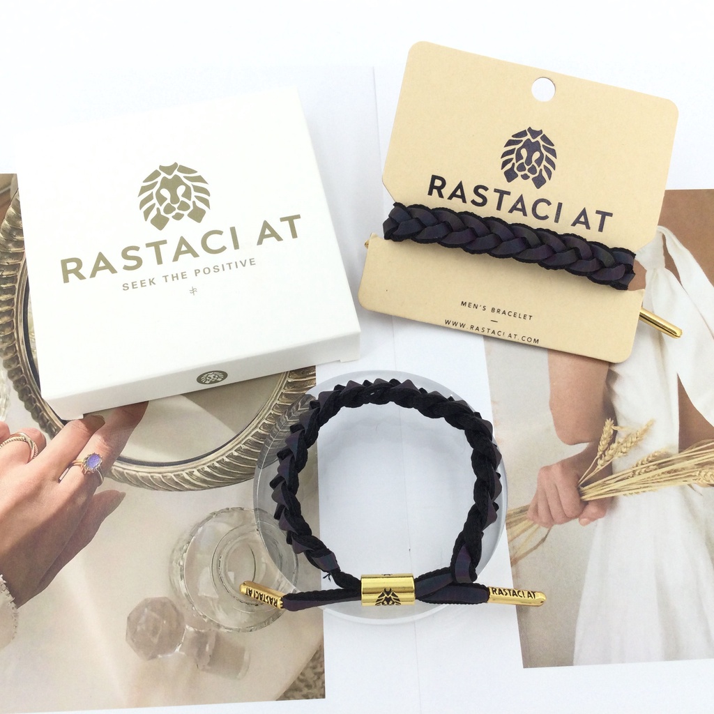RASTAClAT 反光黑色閃亮反光手鍊帶高級盒變色繩編織時尚手鍊女士男士兒童可調節繩手鍊