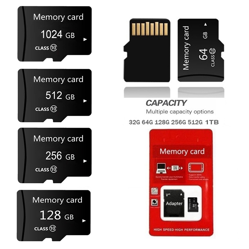 1tb 存儲卡 512GB 256GB 128GB TF/SD 卡用於拍照手機的迷你 SD 卡 128GB 256GB