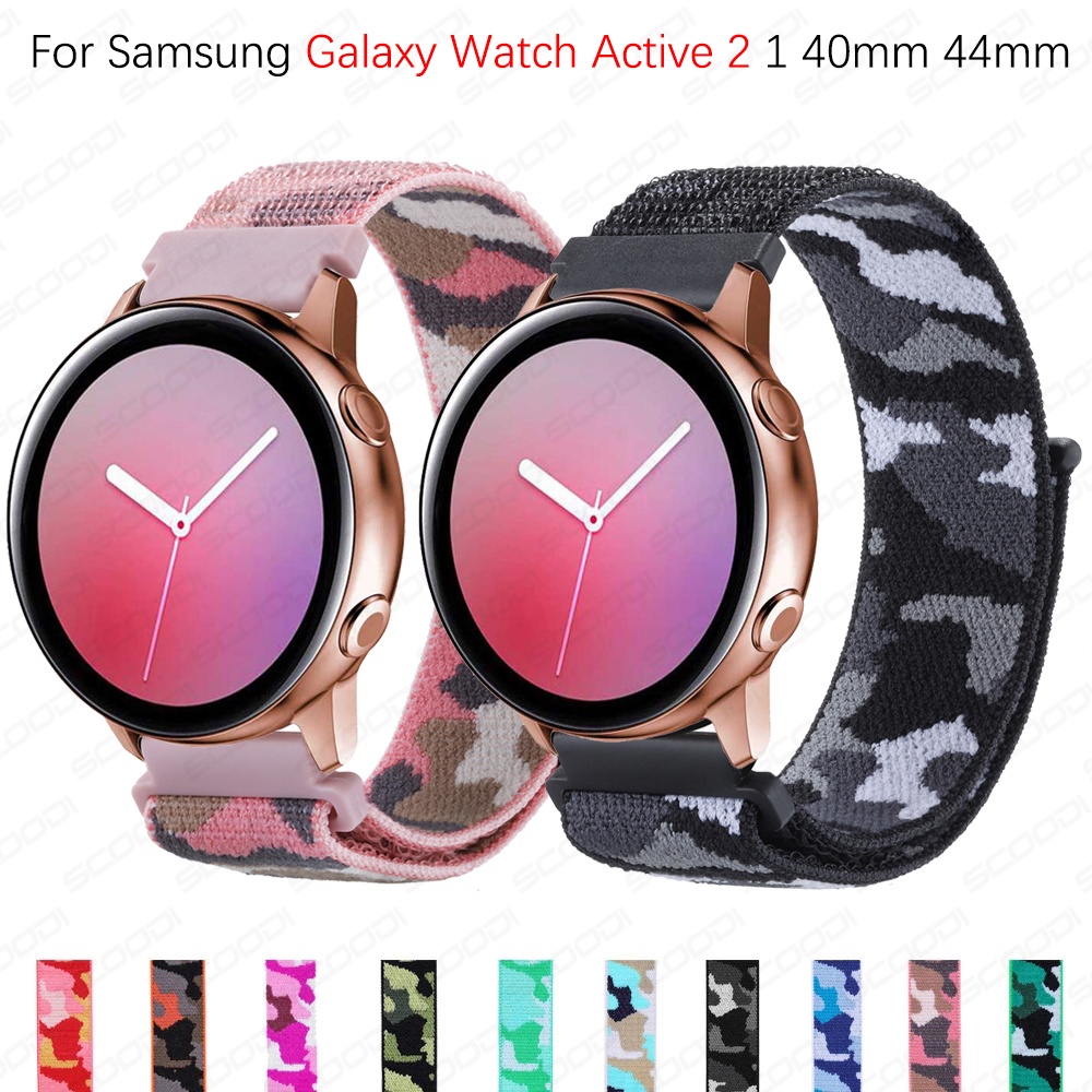迷彩尼龍錶帶適用於三星 Galaxy Watch Active 2 1 40 毫米 44 毫米智能手錶手鍊錶帶