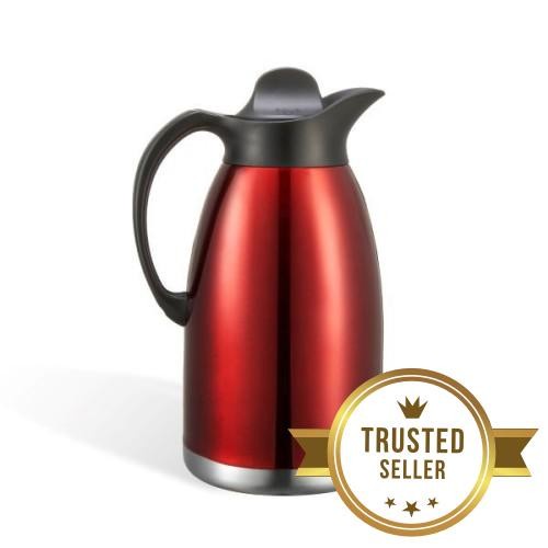 Igozo 金屬紅色不銹鋼咖啡壺不銹鋼真空壺高品質熱 2L