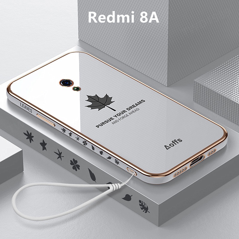 外殼 Redmi 8A 外殼電鍍蓋楓葉軟 TPU 手機殼 Redmi 8A