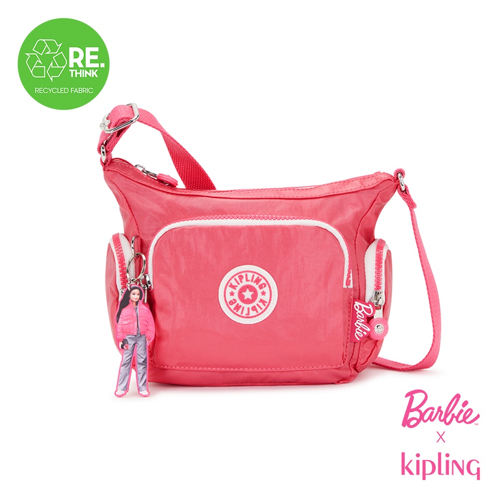Kipling x BARBIE『牛角包』俏麗芭比粉小巧多層側背包-GABBIE MINI