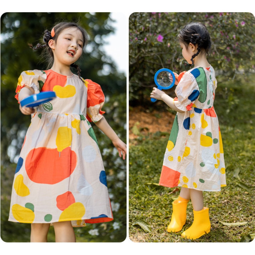 夏兒童短袖裙子 韓版寬鬆休閒的裙子3-12Y女孩衣服