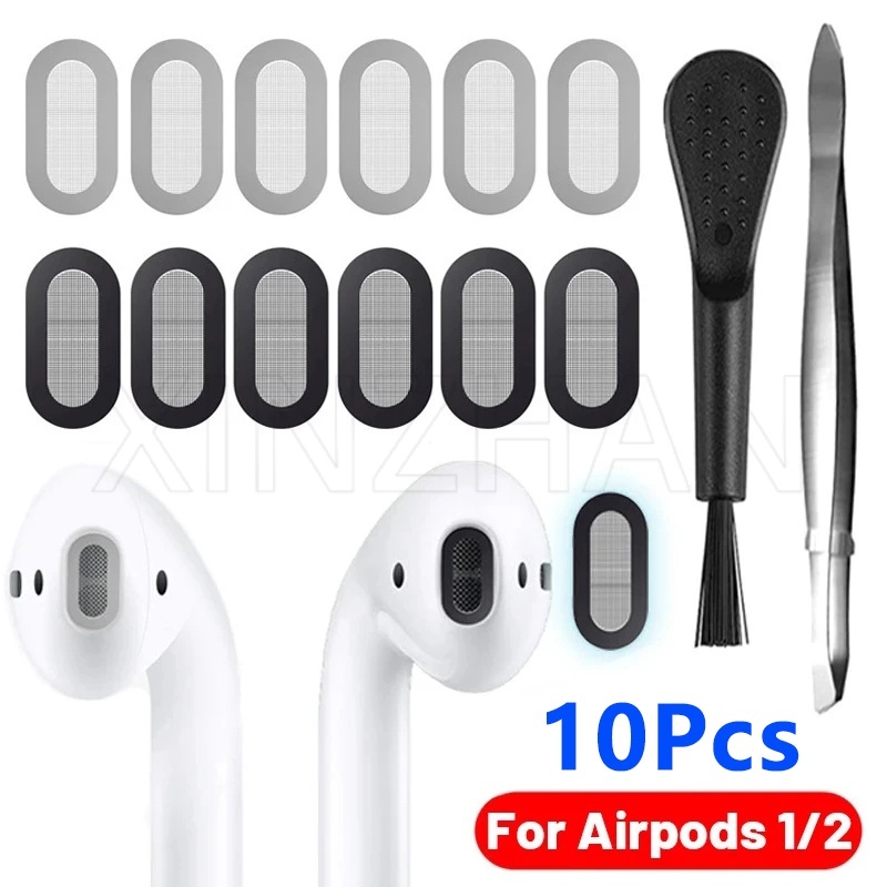 10 件裝耳機配件耳機端口防塵貼紙耳塞防塵保護套適用於 Apple AirPods 1 2 耳機可更換金屬網過濾器