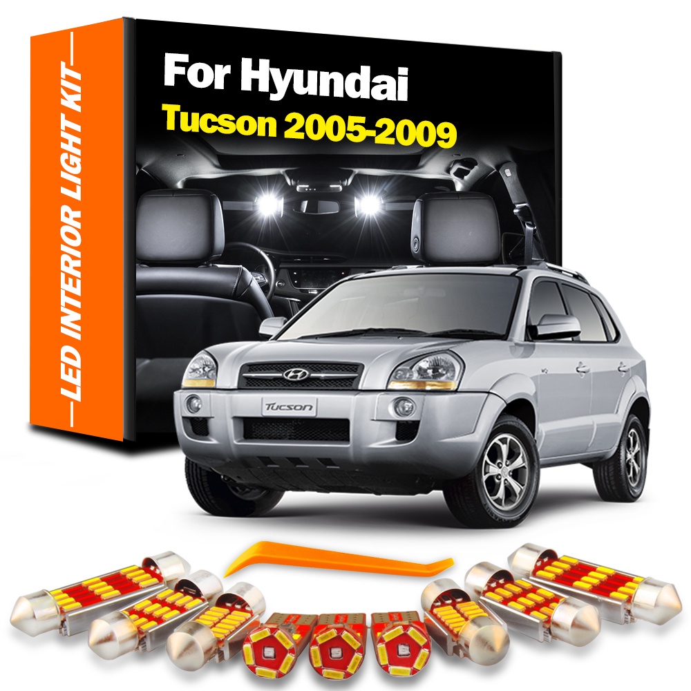 12 件裝canbus汽車燈Led 室內燈套件適用於現代途勝Tucson 2005-2009 地圖閱讀後備箱圓頂牌照燈