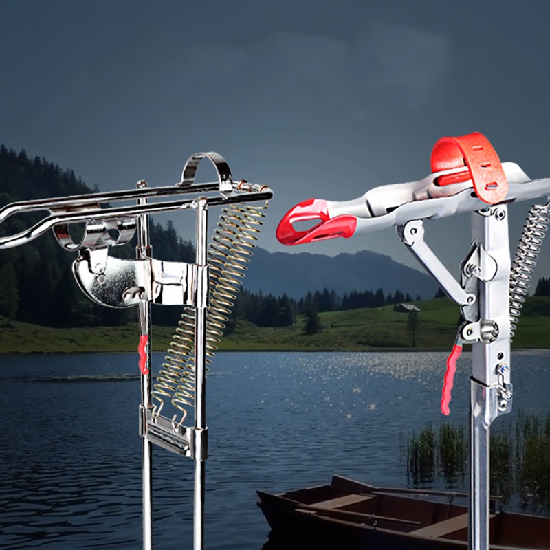 智能捕魚器自動雙彈簧釣魚竿支架鋼桿耐用鋼自動雙彈簧桿釣魚竿支架支架支架