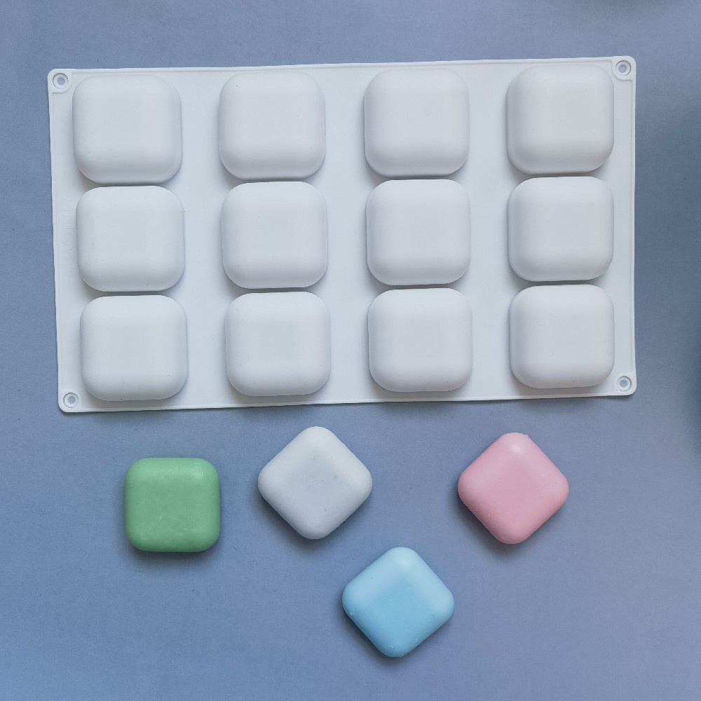 12腔圓角方形矽膠模具巧克力模具慕斯蛋糕模具布丁果凍模具手工皂模具diy烘焙工具