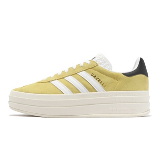 adidas 休閒鞋 Gazelle Bold W 厚底增高 拼接中底 黃 白 麂皮 三葉草 女鞋 ACS HQ6891