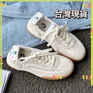 軟皮阿甘鞋女 新款復古 德訓鞋系帶刺繡百搭輕便透氣布鞋 小白鞋 軟底鞋 訓練鞋 運動鞋 休閒鞋 復古