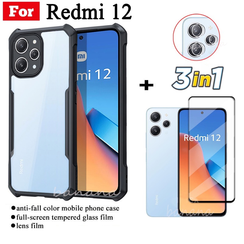 3in1 Redmi 12 防摔手機殼適用於Redmi Note 12S Note 12 4G Note 12 Pro